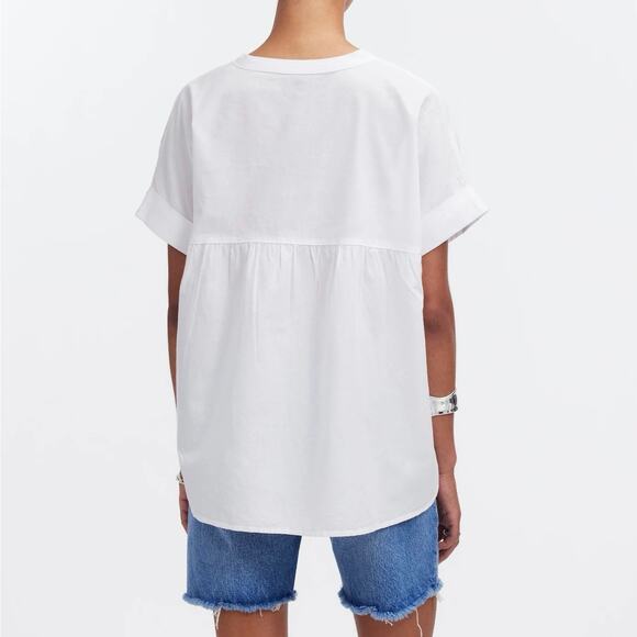 Madewell Lakeline Popover Oversized Shirttail Top In Eyelet White Size XXS - Picture 2 of 8